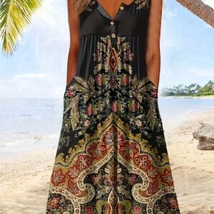 Elegant Black Floral Maxi Dress